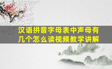 汉语拼音字母表中声母有几个怎么读视频教学讲解