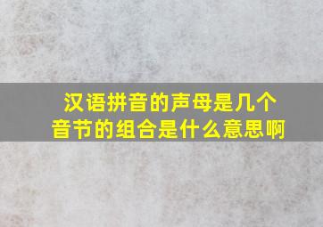 汉语拼音的声母是几个音节的组合是什么意思啊