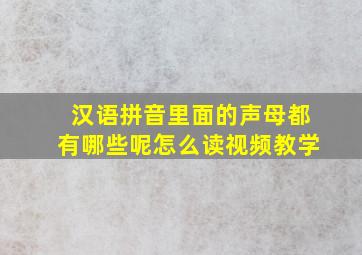 汉语拼音里面的声母都有哪些呢怎么读视频教学