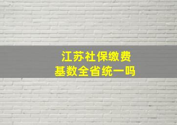 江苏社保缴费基数全省统一吗