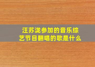 汪苏泷参加的音乐综艺节目翻唱的歌是什么