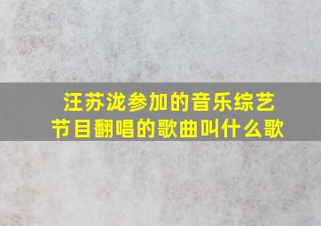 汪苏泷参加的音乐综艺节目翻唱的歌曲叫什么歌