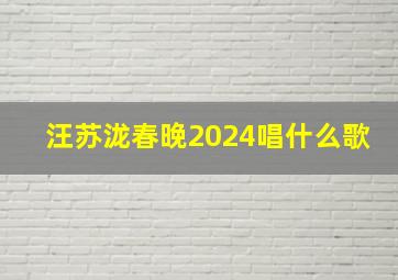 汪苏泷春晚2024唱什么歌