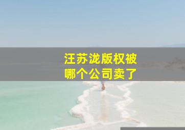 汪苏泷版权被哪个公司卖了