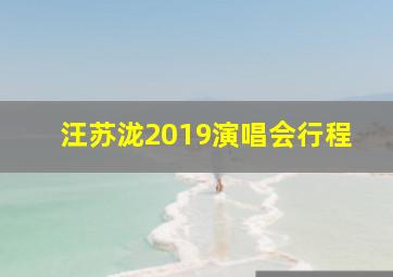 汪苏泷2019演唱会行程