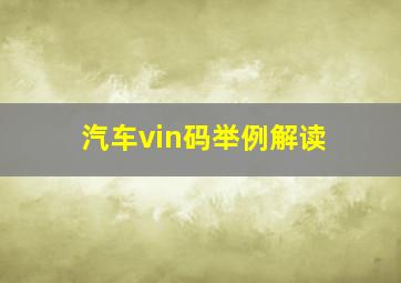 汽车vin码举例解读