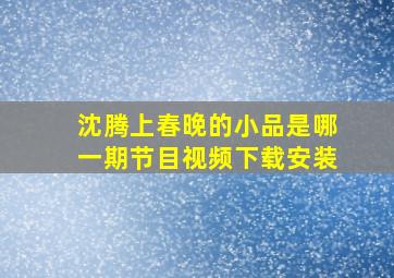 沈腾上春晚的小品是哪一期节目视频下载安装