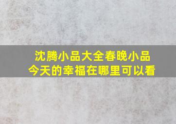 沈腾小品大全春晚小品今天的幸福在哪里可以看