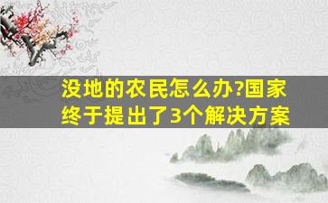 没地的农民怎么办?国家终于提出了3个解决方案