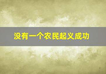 没有一个农民起义成功