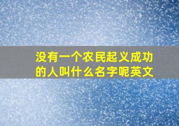 没有一个农民起义成功的人叫什么名字呢英文