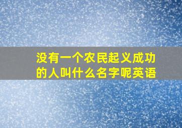 没有一个农民起义成功的人叫什么名字呢英语