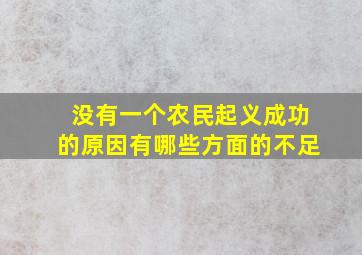 没有一个农民起义成功的原因有哪些方面的不足