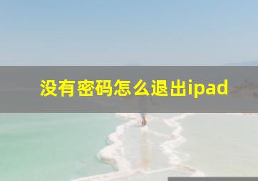 没有密码怎么退出ipad