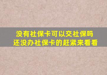 没有社保卡可以交社保吗 还没办社保卡的赶紧来看看