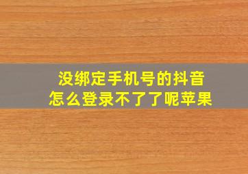 没绑定手机号的抖音怎么登录不了了呢苹果