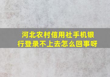 河北农村信用社手机银行登录不上去怎么回事呀