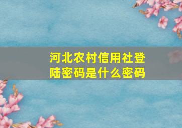 河北农村信用社登陆密码是什么密码