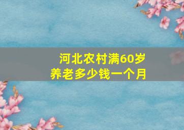 河北农村满60岁养老多少钱一个月