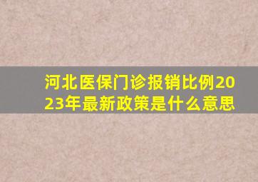 河北医保门诊报销比例2023年最新政策是什么意思