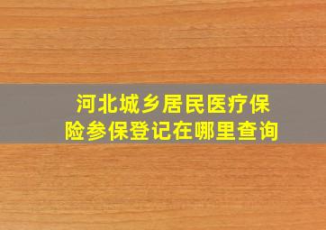 河北城乡居民医疗保险参保登记在哪里查询