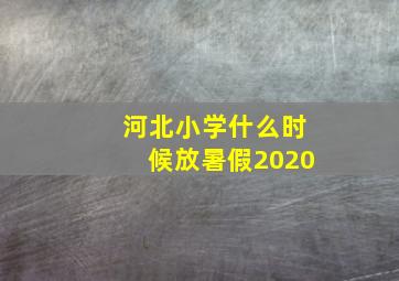 河北小学什么时候放暑假2020