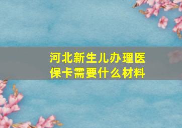 河北新生儿办理医保卡需要什么材料