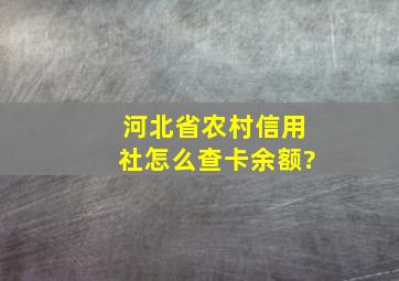 河北省农村信用社怎么查卡余额?