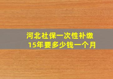 河北社保一次性补缴15年要多少钱一个月