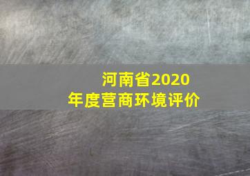 河南省2020年度营商环境评价