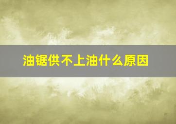 油锯供不上油什么原因