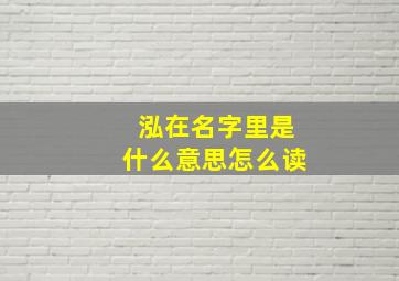 泓在名字里是什么意思怎么读