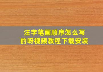 注字笔画顺序怎么写的呀视频教程下载安装