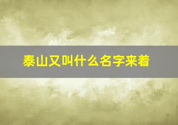 泰山又叫什么名字来着