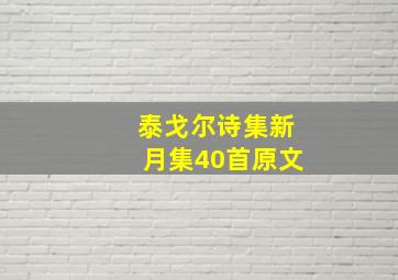 泰戈尔诗集新月集40首原文