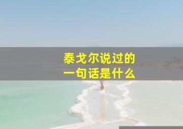 泰戈尔说过的一句话是什么