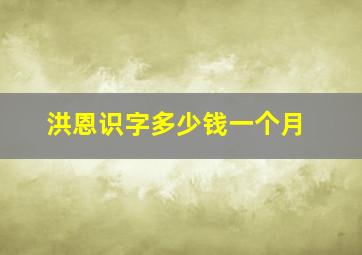 洪恩识字多少钱一个月