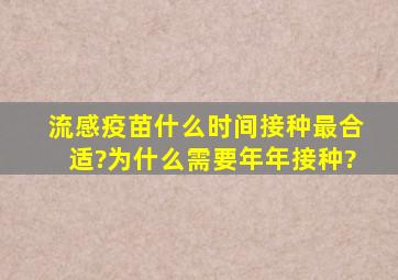 流感疫苗什么时间接种最合适?为什么需要年年接种?