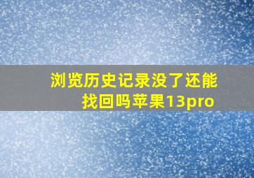 浏览历史记录没了还能找回吗苹果13pro