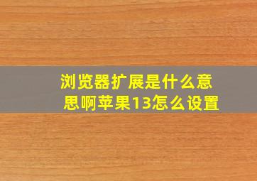 浏览器扩展是什么意思啊苹果13怎么设置