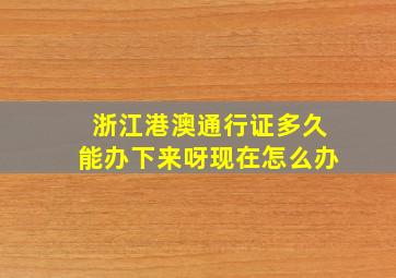 浙江港澳通行证多久能办下来呀现在怎么办