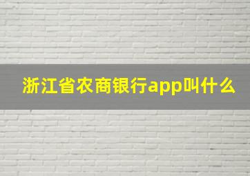 浙江省农商银行app叫什么