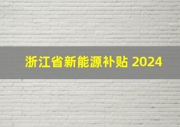 浙江省新能源补贴 2024