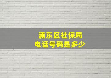 浦东区社保局电话号码是多少