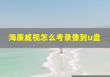 海康威视怎么考录像到u盘