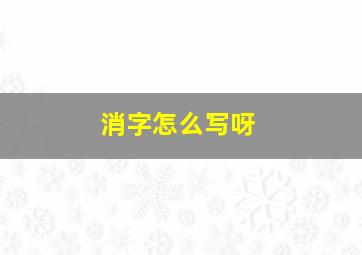 消字怎么写呀