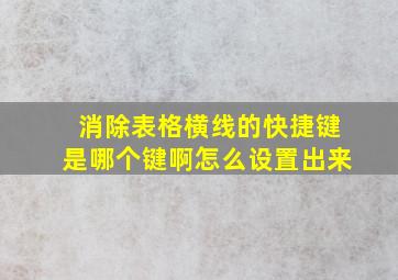 消除表格横线的快捷键是哪个键啊怎么设置出来