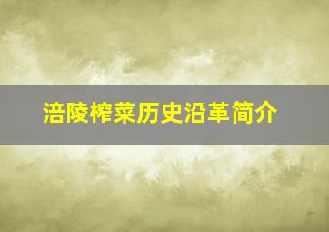 涪陵榨菜历史沿革简介