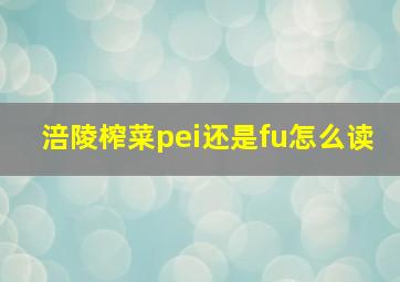 涪陵榨菜pei还是fu怎么读