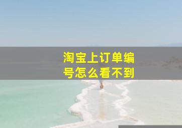 淘宝上订单编号怎么看不到